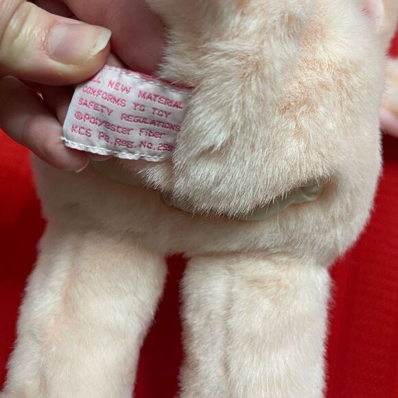Vintage Russ Cuddle Company Rattle Mennington Pink Bunny Plush Puppet LARGE 16" - Picture 10 of 12